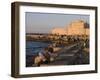 Friends and Couples Gather at Sunset Outside the Citadel of Quatbai, Alexandria, Egypt-Julian Love-Framed Photographic Print