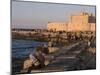 Friends and Couples Gather at Sunset Outside the Citadel of Quatbai, Alexandria, Egypt-Julian Love-Mounted Photographic Print