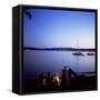 Friends Around Beach Fire, Blake Island, Puget Sound, Washington State, USA-Aaron McCoy-Framed Stretched Canvas