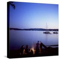 Friends Around Beach Fire, Blake Island, Puget Sound, Washington State, USA-Aaron McCoy-Stretched Canvas