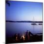 Friends Around Beach Fire, Blake Island, Puget Sound, Washington State, USA-Aaron McCoy-Mounted Photographic Print