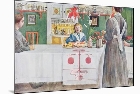 Friends from the Town: Dining Room Scene, Published in "Lasst Licht Hinin" (Let in More Light) 1909-Carl Larsson-Mounted Giclee Print