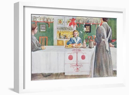 Friends from the Town: Dining Room Scene, Published in "Lasst Licht Hinin" (Let in More Light) 1909-Carl Larsson-Framed Giclee Print