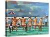 Friends On The Jetty-Ronald West-Stretched Canvas