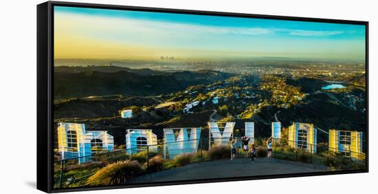 Friends Taking Pictures Behind the Hollywood Sign, City of Los Angeles, Los Angeles County-null-Framed Stretched Canvas