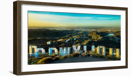 Friends Taking Pictures Behind the Hollywood Sign, City of Los Angeles, Los Angeles County-null-Framed Photographic Print