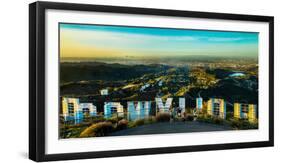 Friends Taking Pictures Behind the Hollywood Sign, City of Los Angeles, Los Angeles County-null-Framed Photographic Print