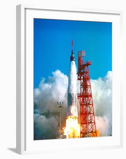 Friendship 7 Spacecraft Launches on a Mercury-Atlas Rocket on Feb. 20 1962-null-Framed Photographic Print