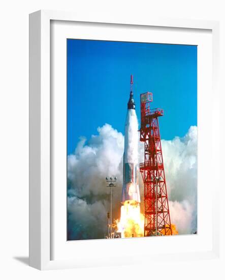 Friendship 7 Spacecraft Launches on a Mercury-Atlas Rocket on Feb. 20 1962-null-Framed Photographic Print