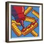 Fries With Ketchup On Blue-Ron Magnes-Framed Giclee Print