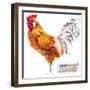 Friesian Rooster. Poultry Farming. Chicken Breeds Series. Domestic Farm Bird Watercolor Illustratio-Faenkova Elena-Framed Art Print