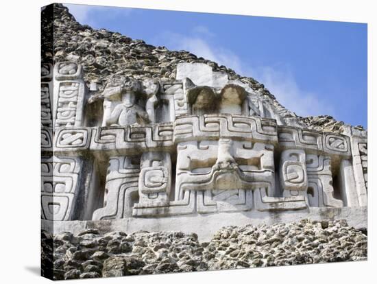 Frieze on El Castillo at the Mayan Ruins at Xunantunich, San Ignacio, Belize, Central America-Jane Sweeney-Stretched Canvas