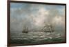 Frigate Hove-To, Awaiting a Pilot-Richard Willis-Framed Giclee Print