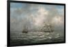 Frigate Hove-To, Awaiting a Pilot-Richard Willis-Framed Giclee Print