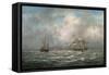 Frigate Hove-To, Awaiting a Pilot-Richard Willis-Framed Stretched Canvas