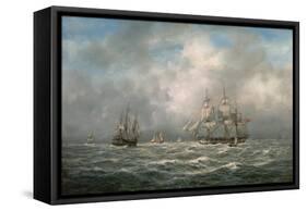 Frigate Hove-To, Awaiting a Pilot-Richard Willis-Framed Stretched Canvas