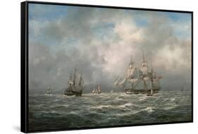 Frigate Hove-To, Awaiting a Pilot-Richard Willis-Framed Stretched Canvas