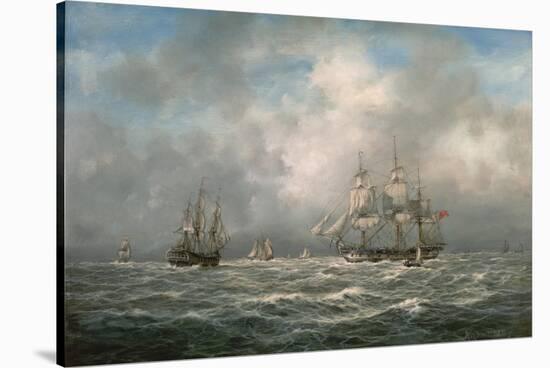 Frigate Hove-To, Awaiting a Pilot-Richard Willis-Stretched Canvas