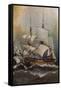 FRIGATE OF THE SPANISH SAILOR BLAS DE LEZO IN COMBAT WITH THE ENGLISH SHIP STANHOPE-ANGEL MARIA CORTELLINI-Framed Stretched Canvas