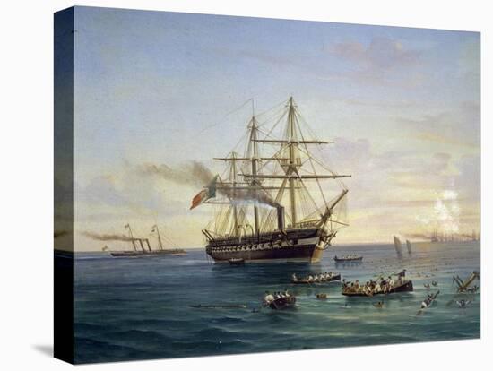 Frigate Price Umberto Rescuing Shipwrecked Re D'Italia Battleship-Tommaso De Simone-Stretched Canvas