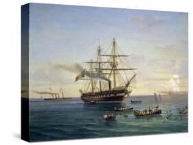 Frigate Price Umberto Rescuing Shipwrecked Re D'Italia Battleship-Tommaso De Simone-Stretched Canvas