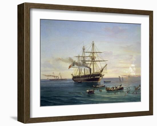 Frigate Price Umberto Rescuing Shipwrecked Re D'Italia Battleship-Tommaso De Simone-Framed Giclee Print