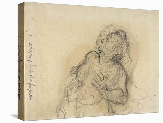 Frightened Woman-Honore Daumier-Stretched Canvas