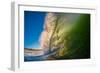 Frilly Lip-A powerful breaking wave backlit at sunrise, Hawaii-Mark A Johnson-Framed Photographic Print