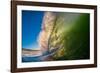 Frilly Lip-A powerful breaking wave backlit at sunrise, Hawaii-Mark A Johnson-Framed Photographic Print