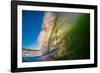 Frilly Lip-A powerful breaking wave backlit at sunrise, Hawaii-Mark A Johnson-Framed Photographic Print