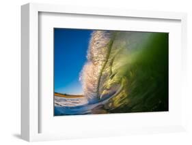 Frilly Lip-A powerful breaking wave backlit at sunrise, Hawaii-Mark A Johnson-Framed Photographic Print