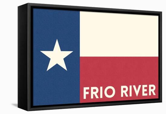 Frio River, Texas - Texas State Flag - Letterpress-Lantern Press-Framed Stretched Canvas