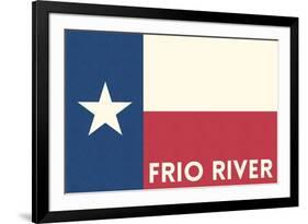 Frio River, Texas - Texas State Flag - Letterpress-Lantern Press-Framed Art Print