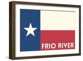 Frio River, Texas - Texas State Flag - Letterpress-Lantern Press-Framed Art Print