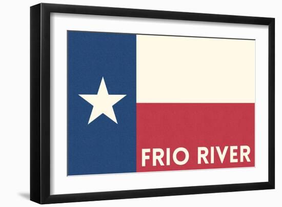 Frio River, Texas - Texas State Flag - Letterpress-Lantern Press-Framed Art Print