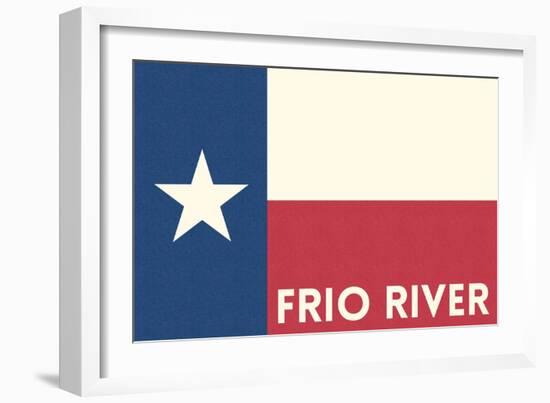 Frio River, Texas - Texas State Flag - Letterpress-Lantern Press-Framed Art Print