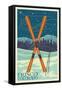 Frisco, Colorado - Crossed Skis-Lantern Press-Framed Stretched Canvas