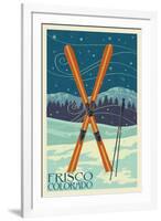 Frisco, Colorado - Crossed Skis-Lantern Press-Framed Art Print