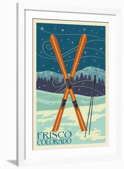 Frisco, Colorado - Crossed Skis-Lantern Press-Framed Art Print