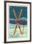 Frisco, Colorado - Crossed Skis-Lantern Press-Framed Art Print