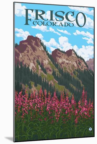 Frisco, Colorado - Fireweed and Mountains-Lantern Press-Mounted Art Print