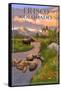 Frisco, Colorado - Moose and Meadow Scene-Lantern Press-Framed Stretched Canvas