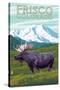 Frisco, Colorado - Moose and Mountains-Lantern Press-Stretched Canvas