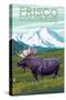 Frisco, Colorado - Moose and Mountains-Lantern Press-Stretched Canvas