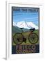 Frisco, Colorado - Mountain Bike and Mountains-Lantern Press-Framed Art Print