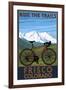 Frisco, Colorado - Mountain Bike and Mountains-Lantern Press-Framed Art Print