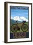 Frisco, Colorado - Mountain Bike and Mountains-Lantern Press-Framed Art Print