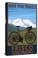 Frisco, Colorado - Mountain Bike and Mountains-Lantern Press-Stretched Canvas