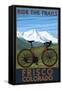 Frisco, Colorado - Mountain Bike and Mountains-Lantern Press-Framed Stretched Canvas