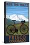 Frisco, Colorado - Mountain Bike and Mountains-Lantern Press-Stretched Canvas